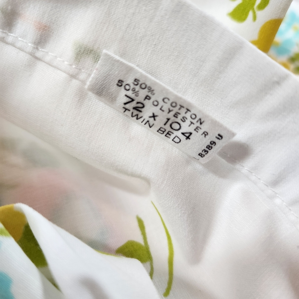 VINTAGE Retro 3pc Bedding 2 Floral Fitted Sheet 1 Top Sheet Twin - Picture 4 of 10
